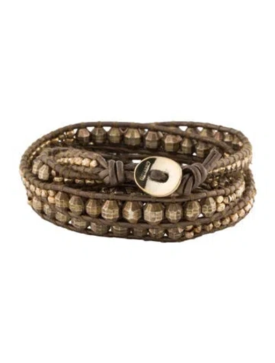 Pre-owned Chan Luu Leather Beaded Wrap Bracelet In Brown