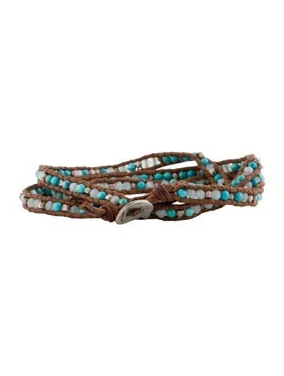 Pre-owned Chan Luu Leather Beaded Wrap Bracelet In Brown
