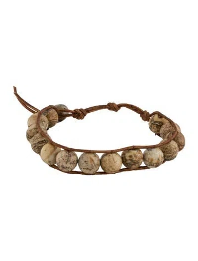 Pre-owned Chan Luu Leather Beaded Wrap Bracelet In Brown