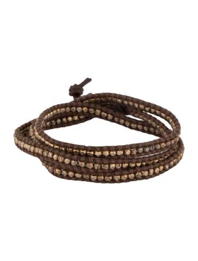 Pre-owned Chan Luu Leather Beaded Wrap Bracelet In Brown
