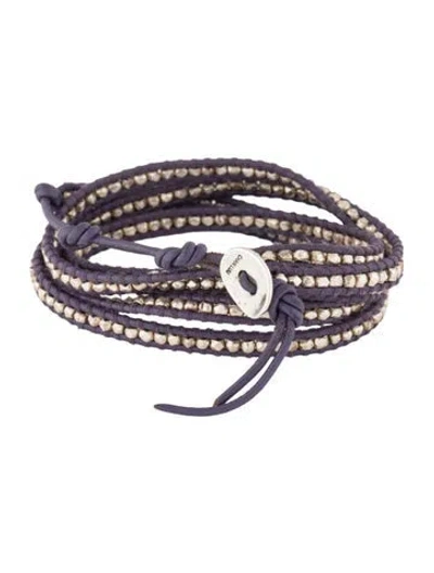 Pre-owned Chan Luu Leather Beaded Wrap Bracelet In Purple