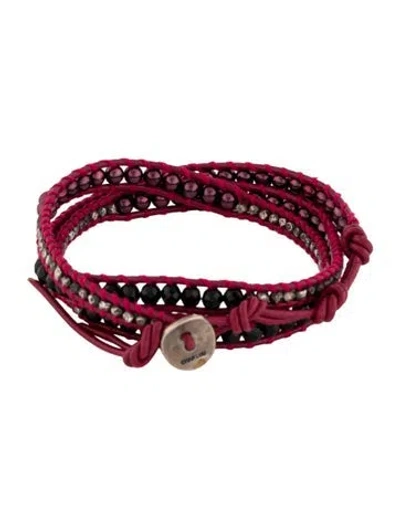 Pre-owned Chan Luu Leather Beaded Wrap Bracelet In Red