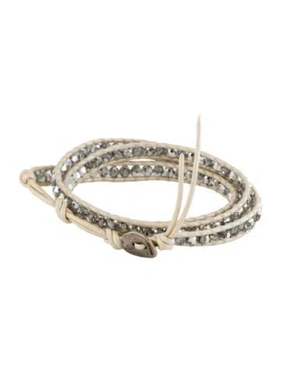 Pre-owned Chan Luu Leather Beaded Wrap Bracelet In White