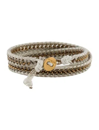Pre-owned Chan Luu Leather Chain-link Wrap Bracelet In White