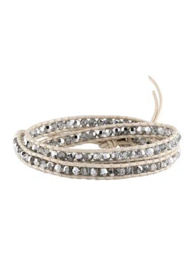 Pre-owned Chan Luu Leather, Cord, & Bead Wrap Bracelet In White