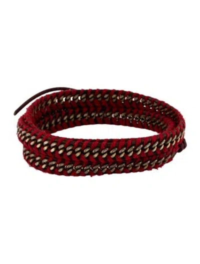 Pre-owned Chan Luu Leather Double Wrap Bracelet In Red
