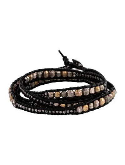 Pre-owned Chan Luu Leather Resin Beaded Wrap Bracelet In Multicolor