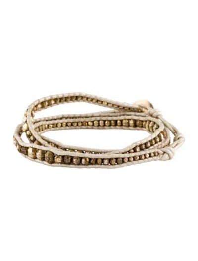 Pre-owned Chan Luu Leather Triple Wrap Bracelet In White