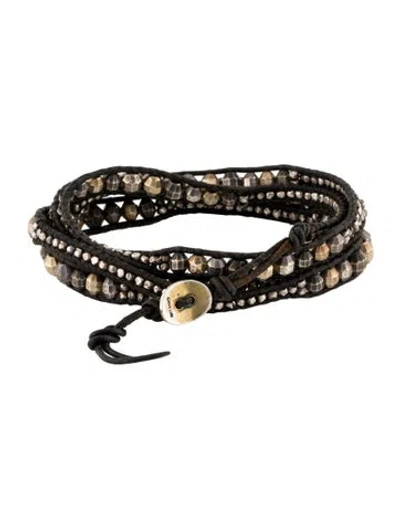 Pre-owned Chan Luu Leather Wrap Bracelet In Black