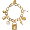 Chan Luu Lock & Key Charm Bracelet In Gold