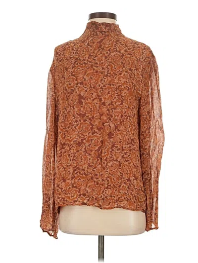 Pre-owned Chan Luu Long Sleeve Blouse In Orange