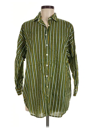 Pre-owned Chan Luu Long Sleeve Button Down Shirt In Green