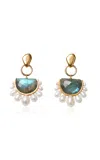 Chan Luu Luna Arc 18k Gold-plated Labradorite Earrings In Green