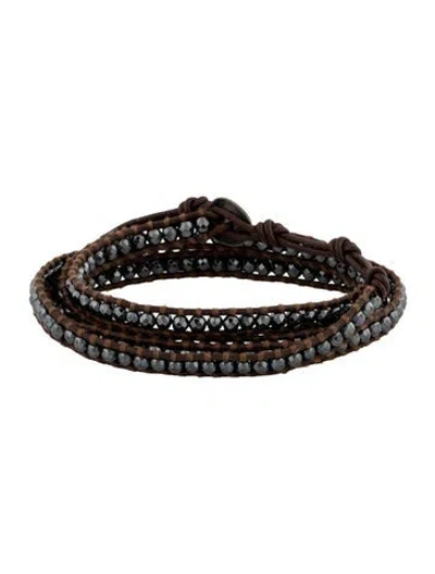 Pre-owned Chan Luu Metallic Stone & Leather Wrap Bracelet In Multi