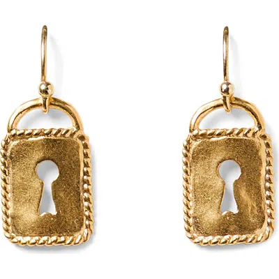 Chan Luu Mini Padlock Drop Earrings In Yellow Gold