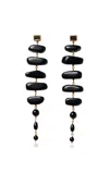 Chan Luu Mizumi 18k Gold-plated Agate Earrings In Black