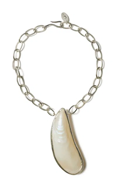 Chan Luu Moule Silver-plated Shell Necklace In Off-white