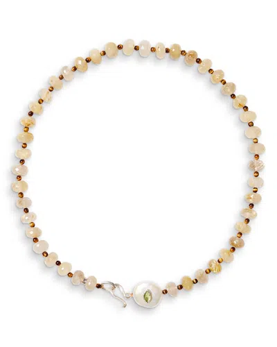 Chan Luu Multi Gemstone Beaded Collar Necklace, 17 In Metallic