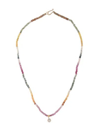Pre-owned Chan Luu Multi Sapphire Line Necklace, 16.75" In Multicolor