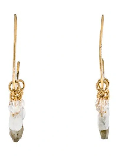 Pre-owned Chan Luu Multicolor Stone & Pearl Crescent Hoop Drop Earrings