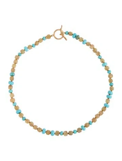 Pre-owned Chan Luu Multistone Bead Strand Necklace, 18" In Blue/brown