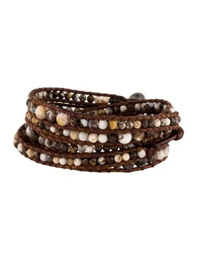 Pre-owned Chan Luu Multi-stone Leather Wrap Bracelet In Multicolor