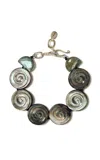Chan Luu Nautilus Sterling Silver Mother Of Pearl Bracelet In Black