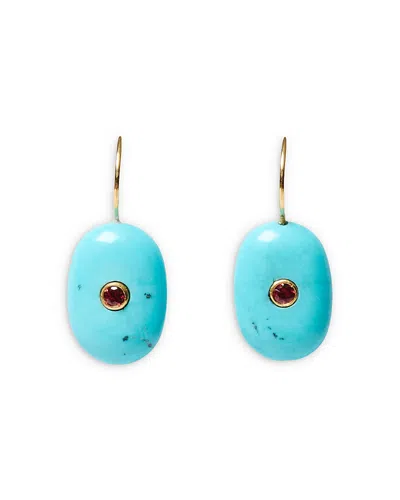 Chan Luu Orange Sapphire Inlay Turquoise Drop Earrings In Blue