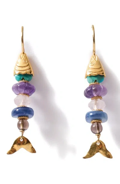 Chan Luu Orris Semiprecious Stone Linear Drop Earrings In Multi