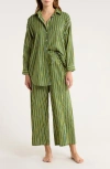 Chan Luu Oversize Shirt & Pants Cotton Pajamas In Green