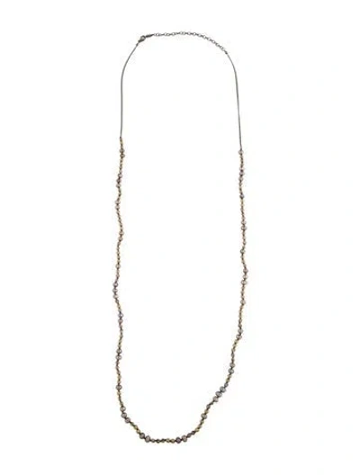 Pre-owned Chan Luu Pearl & Crystal Beaded Long Bead Strand Necklace, 39.75" In Brown/clear