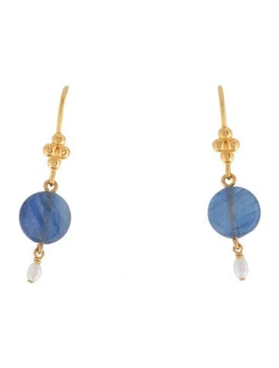 Pre-owned Chan Luu Pearl & Kyanite Drop Earrings In Multi