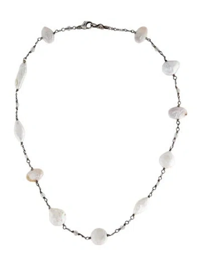 Pre-owned Chan Luu Pearl Bead Strand Necklace, 16" In White