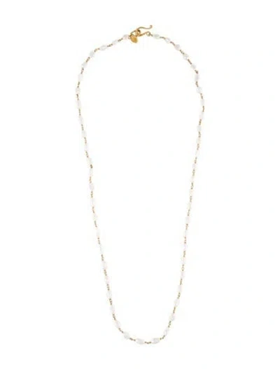 Pre-owned Chan Luu Pearl Bead Strand Toggle Necklace, 23" In White