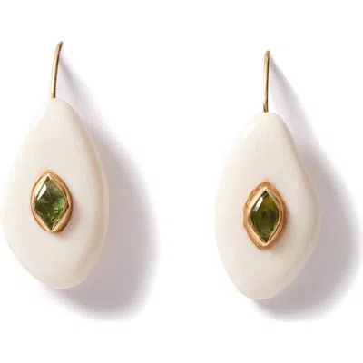 Chan Luu Pebble Peridot Drop Earrings In White