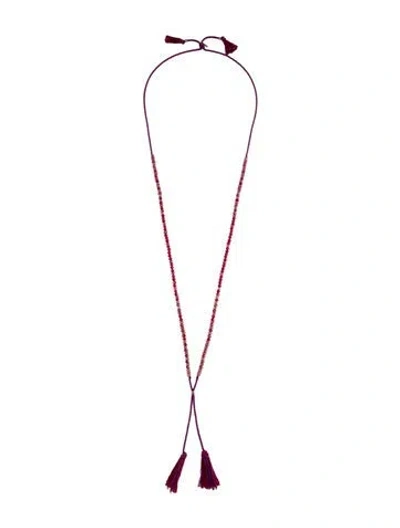 Pre-owned Chan Luu Pink Stone, Bead, And Cord Necklace, 20.25" In Purple