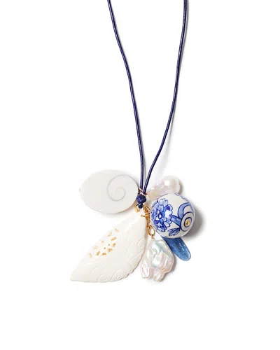 Chan Luu Porcelain Bead, Bone Butterfly & Gemstone Leather Pendant Necklace, 48 In Blue