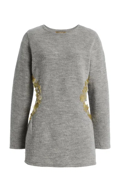 Chan Luu Rib Cage Long Sleeve Top In Gray