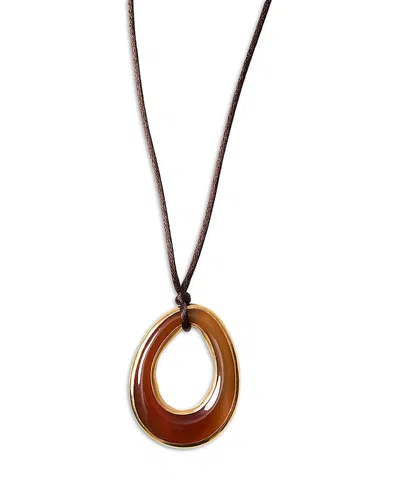 Chan Luu Sable Gemstone Open Pendant Necklace, 46 In Brown