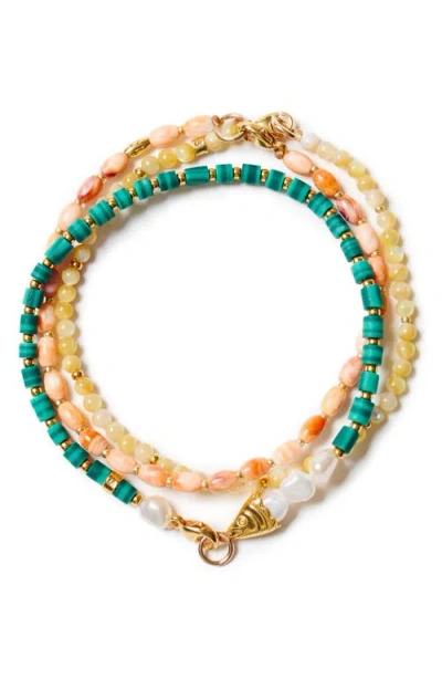 Chan Luu Set Of 3 Semiprecous Stone Bracelets In Green