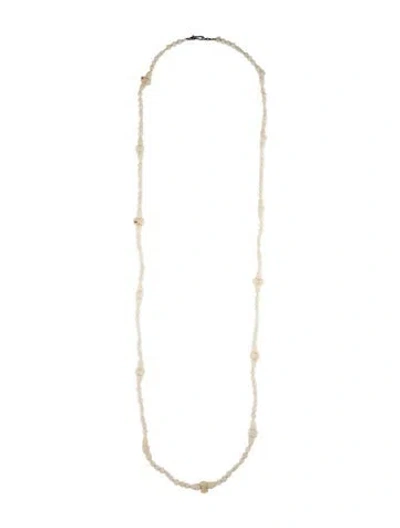 Pre-owned Chan Luu Shell & Coral Station Necklace, 42" In White