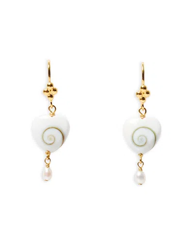 Chan Luu Shiva Heart & Cultured Freshwater Pearl Drop Earrings In Pattern