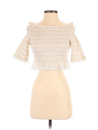 Pre-owned Chan Luu Short Sleeve Top Ivory Sweetheart Neckline Tops