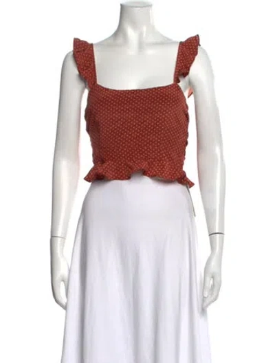 Pre-owned Chan Luu Silk Polka Dot Print Crop Top In Red