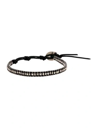 Pre-owned Chan Luu Single Wrap Leather & Thread Bracelet, 7.75" In Blue/grey