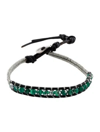 Pre-owned Chan Luu Single Wrap Leather & Thread Bracelet, 7.75" In Multi