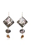 Chan Luu Siren Square Caroline 18k Gold-plated Mother Of Pearl Earrings In Black