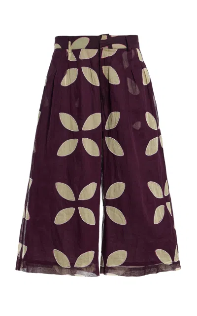 Chan Luu Skater Capri Cotton Pants In Purple