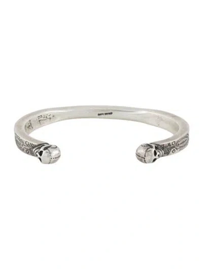 Pre-owned Chan Luu Skull Cuff Bracelet, 6.25" In Multi