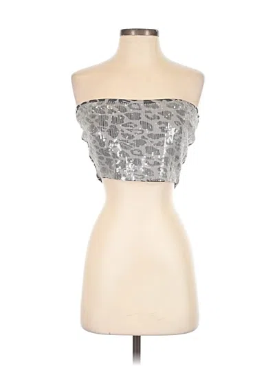 Pre-owned Chan Luu Sleeveless Top Silver Strapless Neckline Tops